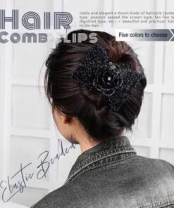 קליפסי מסרק שיער עם חרוזים אלסטיים (צבע אקראי)